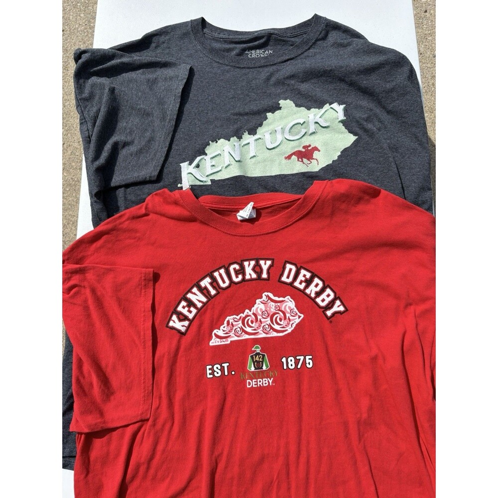 Kentucky T-shirt Lot Of 2 Men’s Sz 2XL 3XL Red Grey Derby Horse Short Sleeve
